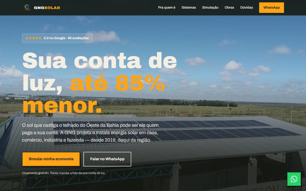 Site da GNG Solar